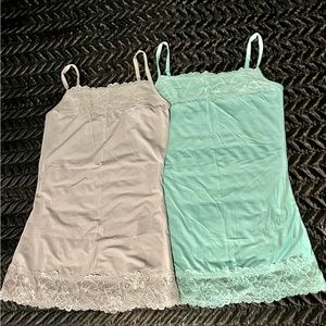 Maurice’s Lace Trim Cami Bundle, Size XS, Layering Tank Top, Gray, Turquoise